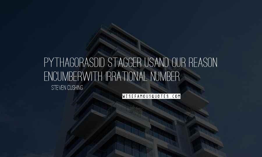 Steven Cushing Quotes: PythagorasDid stagger usAnd our reason encumberWith irrational number