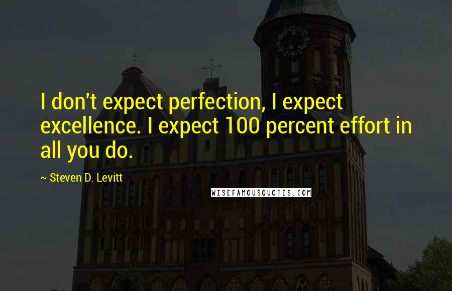 Steven D. Levitt Quotes: I don't expect perfection, I expect excellence. I expect 100 percent effort in all you do.