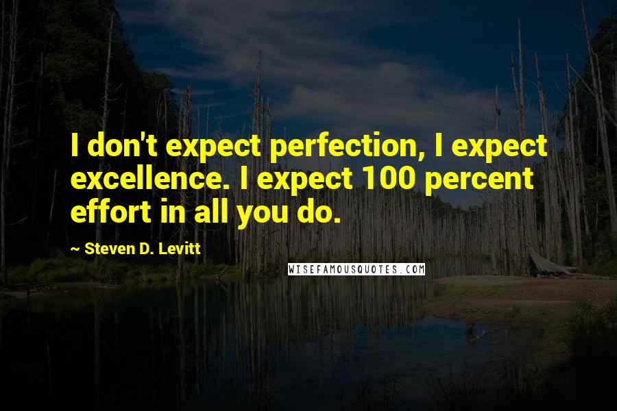 Steven D. Levitt Quotes: I don't expect perfection, I expect excellence. I expect 100 percent effort in all you do.
