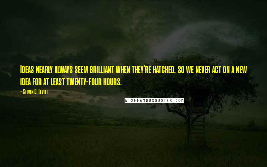 Steven D. Levitt Quotes: Ideas nearly always seem brilliant when they're hatched, so we never act on a new idea for at least twenty-four hours.