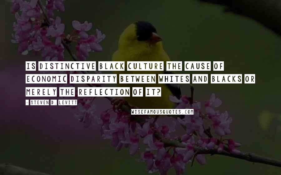 Steven D. Levitt Quotes: Is distinctive black culture the cause of economic disparity between whites and blacks or merely the reflection of it?