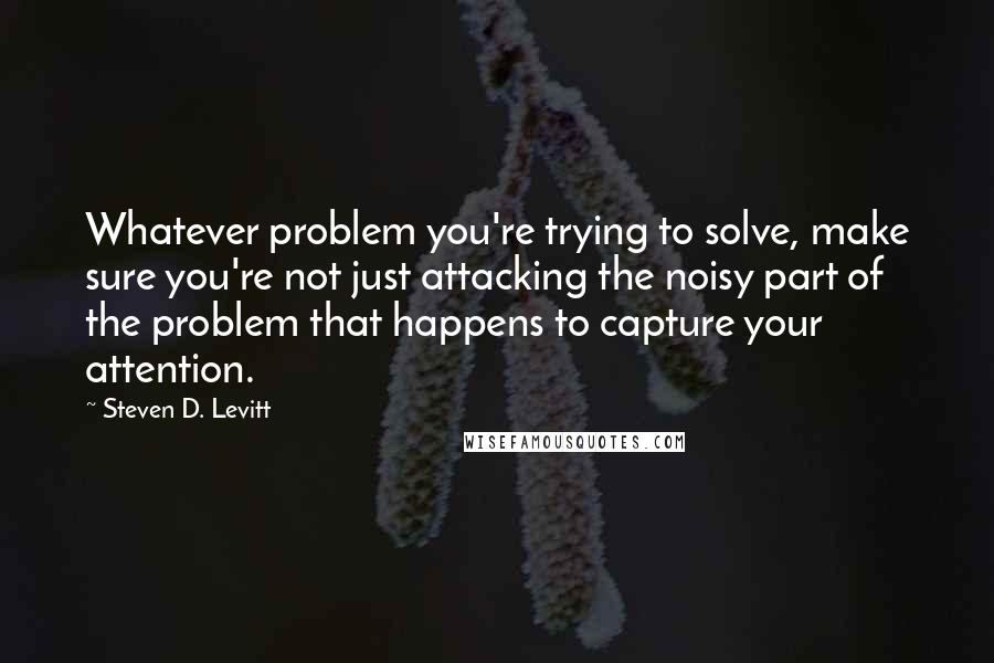 Steven D. Levitt Quotes: Whatever problem you're trying to solve, make sure you're not just attacking the noisy part of the problem that happens to capture your attention.