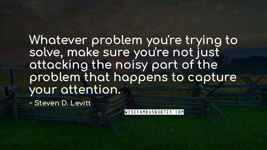 Steven D. Levitt Quotes: Whatever problem you're trying to solve, make sure you're not just attacking the noisy part of the problem that happens to capture your attention.