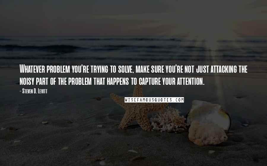 Steven D. Levitt Quotes: Whatever problem you're trying to solve, make sure you're not just attacking the noisy part of the problem that happens to capture your attention.