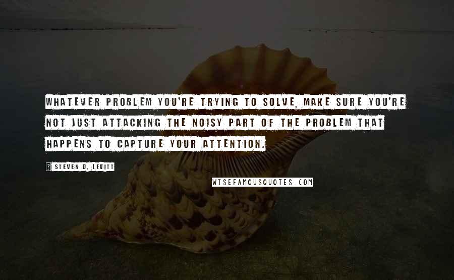 Steven D. Levitt Quotes: Whatever problem you're trying to solve, make sure you're not just attacking the noisy part of the problem that happens to capture your attention.