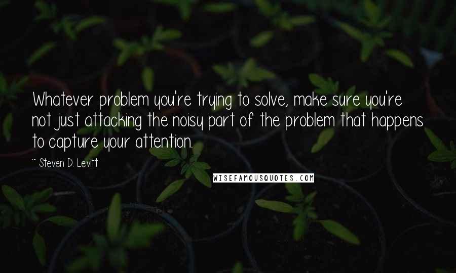 Steven D. Levitt Quotes: Whatever problem you're trying to solve, make sure you're not just attacking the noisy part of the problem that happens to capture your attention.