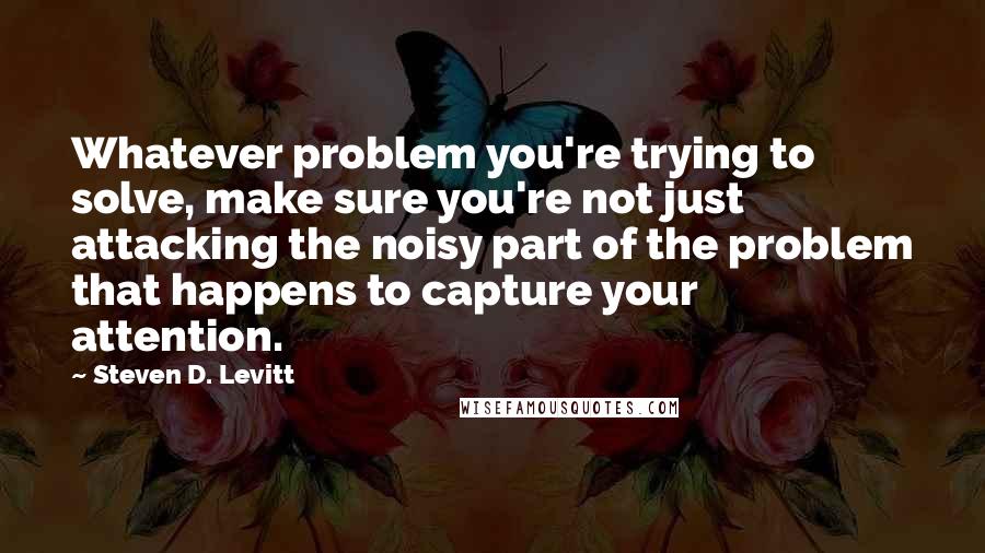 Steven D. Levitt Quotes: Whatever problem you're trying to solve, make sure you're not just attacking the noisy part of the problem that happens to capture your attention.