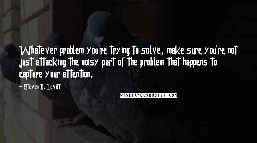 Steven D. Levitt Quotes: Whatever problem you're trying to solve, make sure you're not just attacking the noisy part of the problem that happens to capture your attention.