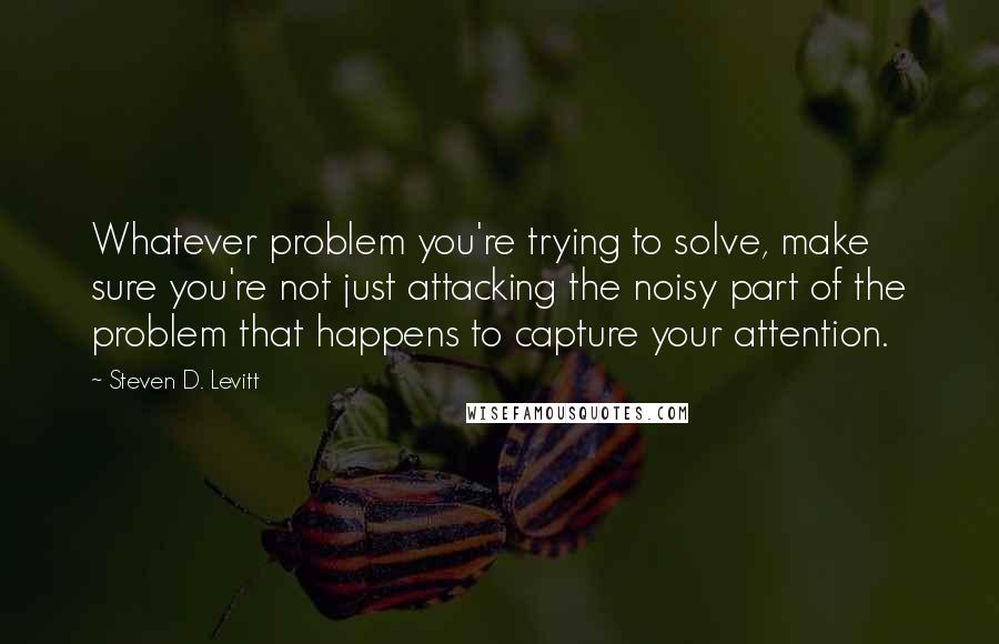 Steven D. Levitt Quotes: Whatever problem you're trying to solve, make sure you're not just attacking the noisy part of the problem that happens to capture your attention.