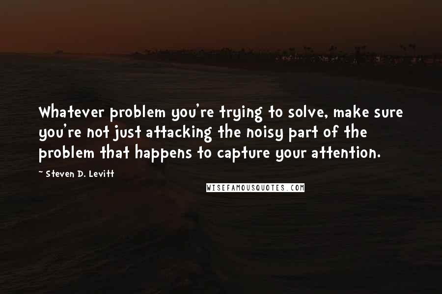 Steven D. Levitt Quotes: Whatever problem you're trying to solve, make sure you're not just attacking the noisy part of the problem that happens to capture your attention.