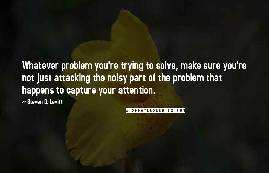 Steven D. Levitt Quotes: Whatever problem you're trying to solve, make sure you're not just attacking the noisy part of the problem that happens to capture your attention.