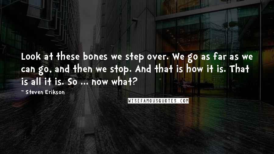 Steven Erikson Quotes: Look at these bones we step over. We go as far as we can go, and then we stop. And that is how it is. That is all it is. So ... now what?