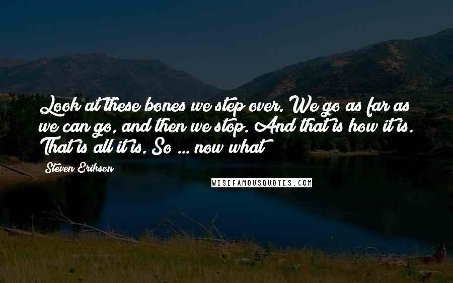 Steven Erikson Quotes: Look at these bones we step over. We go as far as we can go, and then we stop. And that is how it is. That is all it is. So ... now what?