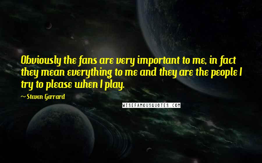 Steven Gerrard Quotes: Obviously the fans are very important to me, in fact they mean everything to me and they are the people I try to please when I play.