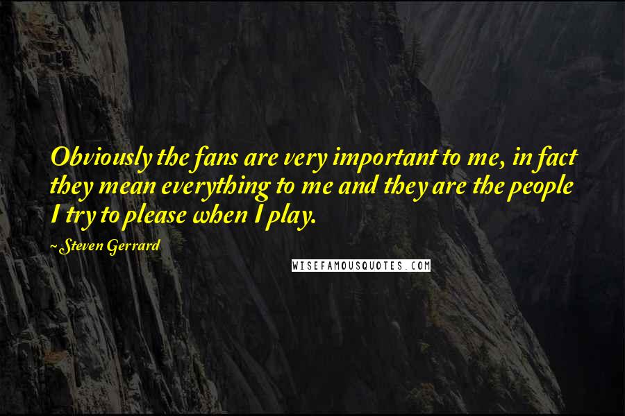 Steven Gerrard Quotes: Obviously the fans are very important to me, in fact they mean everything to me and they are the people I try to please when I play.
