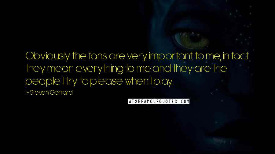 Steven Gerrard Quotes: Obviously the fans are very important to me, in fact they mean everything to me and they are the people I try to please when I play.