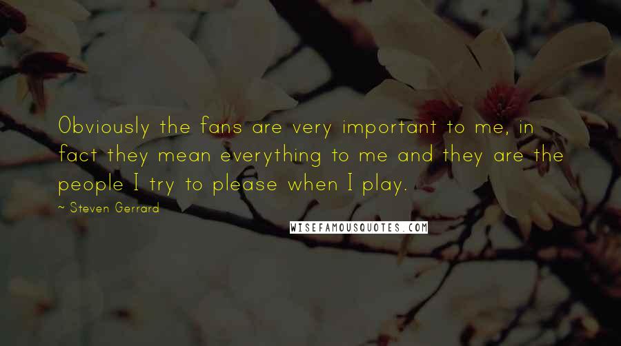 Steven Gerrard Quotes: Obviously the fans are very important to me, in fact they mean everything to me and they are the people I try to please when I play.