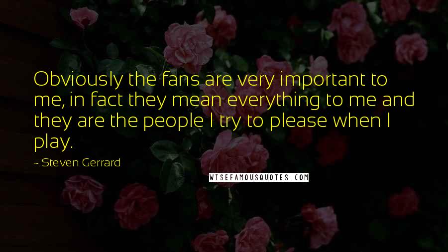 Steven Gerrard Quotes: Obviously the fans are very important to me, in fact they mean everything to me and they are the people I try to please when I play.