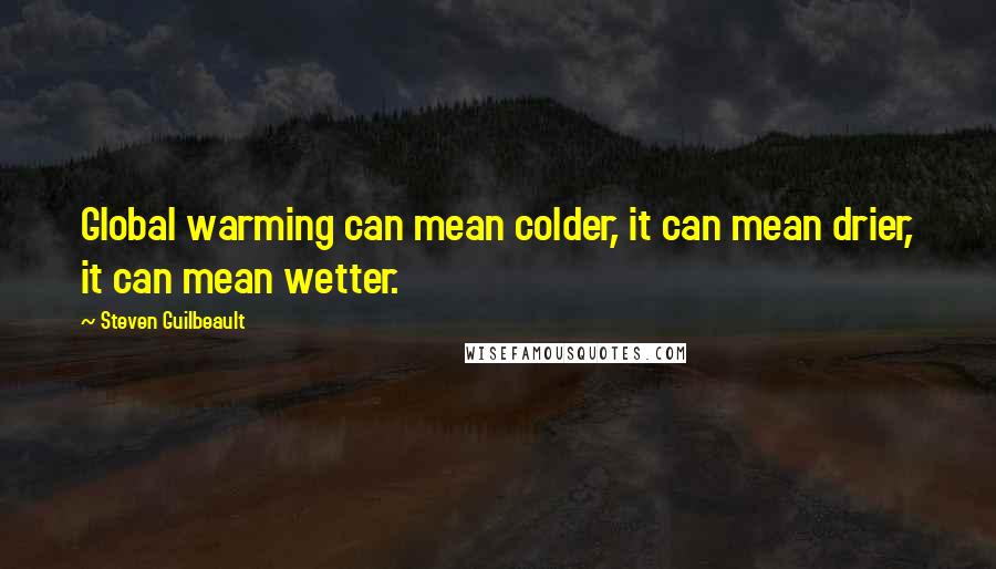 Steven Guilbeault Quotes: Global warming can mean colder, it can mean drier, it can mean wetter.