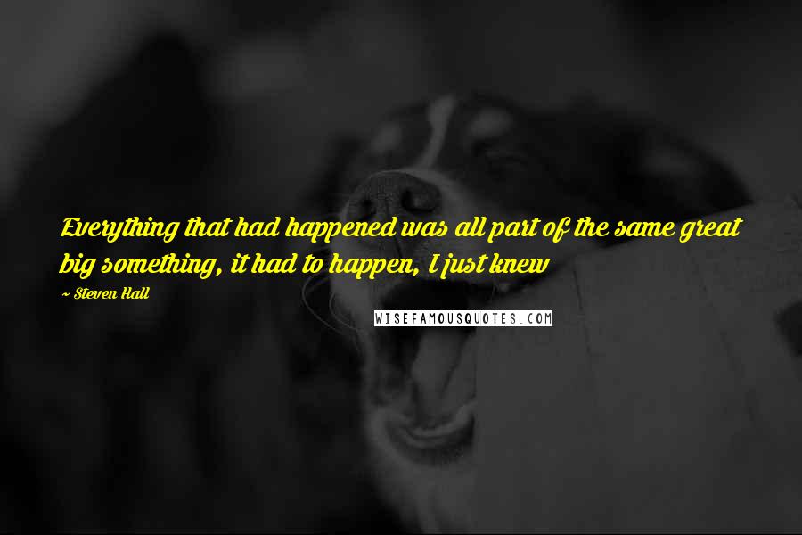 Steven Hall Quotes: Everything that had happened was all part of the same great big something, it had to happen, I just knew