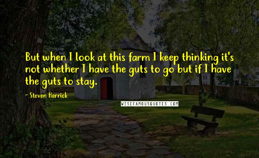 Steven Herrick Quotes: But when I look at this farm I keep thinking it's not whether I have the guts to go but if I have the guts to stay.