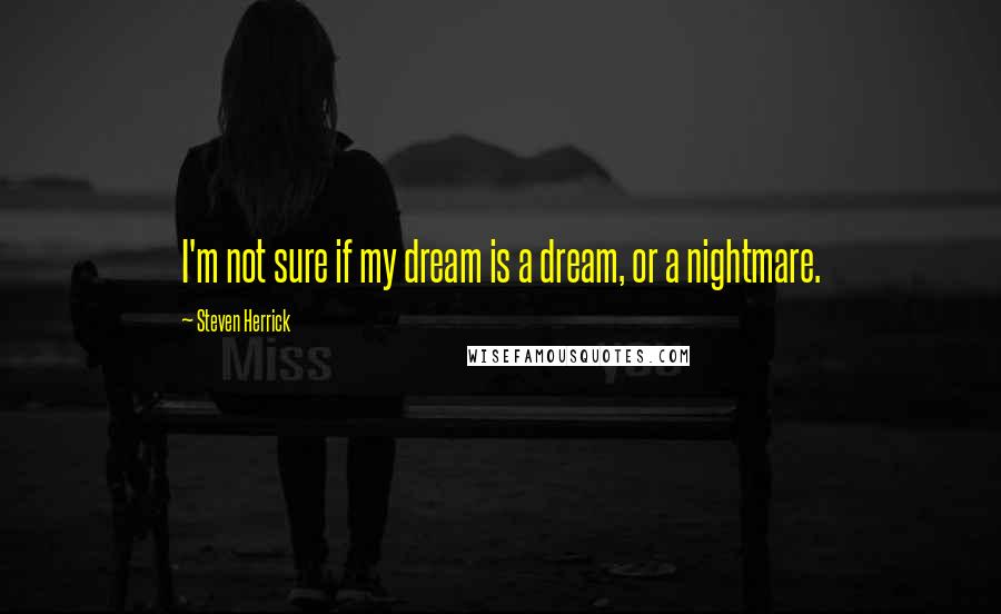 Steven Herrick Quotes: I'm not sure if my dream is a dream, or a nightmare.