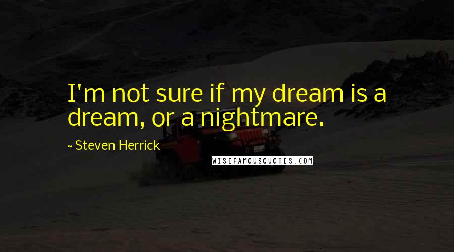 Steven Herrick Quotes: I'm not sure if my dream is a dream, or a nightmare.