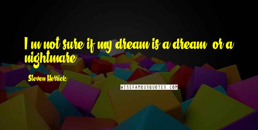 Steven Herrick Quotes: I'm not sure if my dream is a dream, or a nightmare.