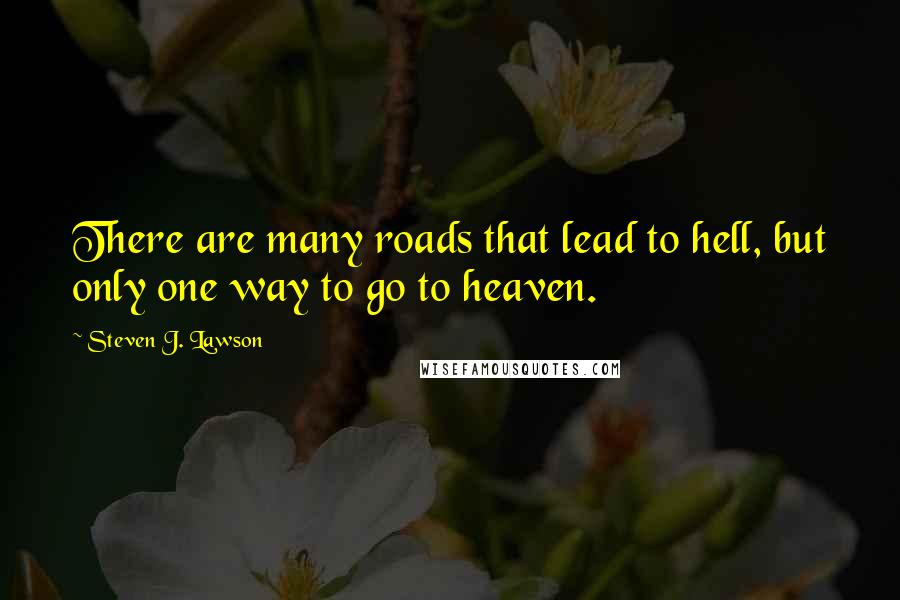 Steven J. Lawson Quotes: There are many roads that lead to hell, but only one way to go to heaven.