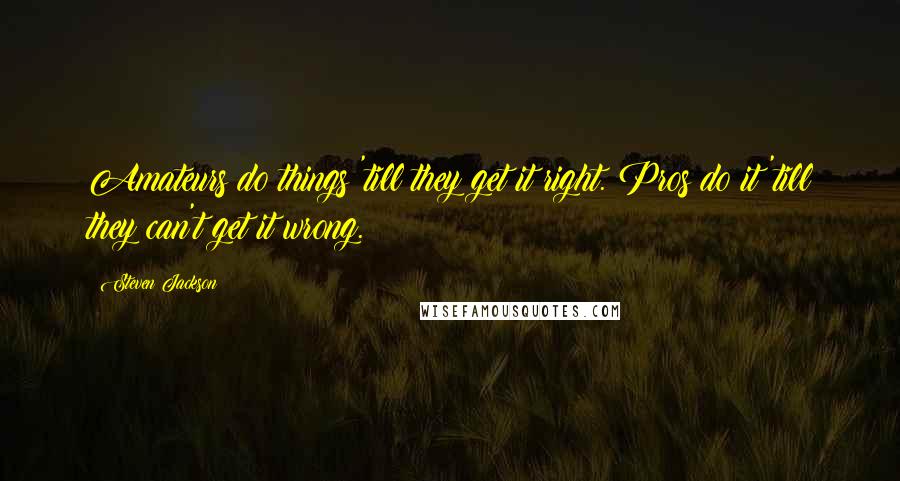 Steven Jackson Quotes: Amateurs do things 'till they get it right. Pros do it 'till they can't get it wrong.