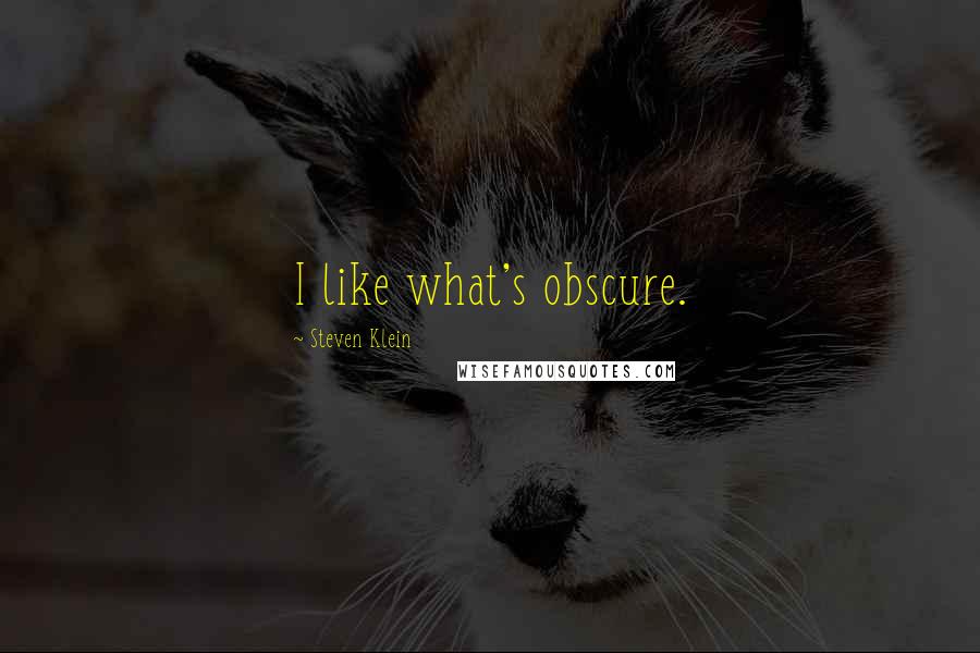 Steven Klein Quotes: I like what's obscure.