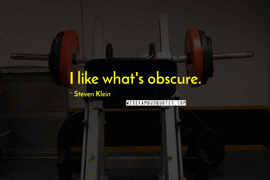 Steven Klein Quotes: I like what's obscure.