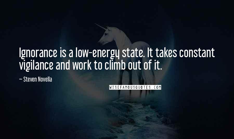 Steven Novella Quotes: Ignorance is a low-energy state. It takes constant vigilance and work to climb out of it.