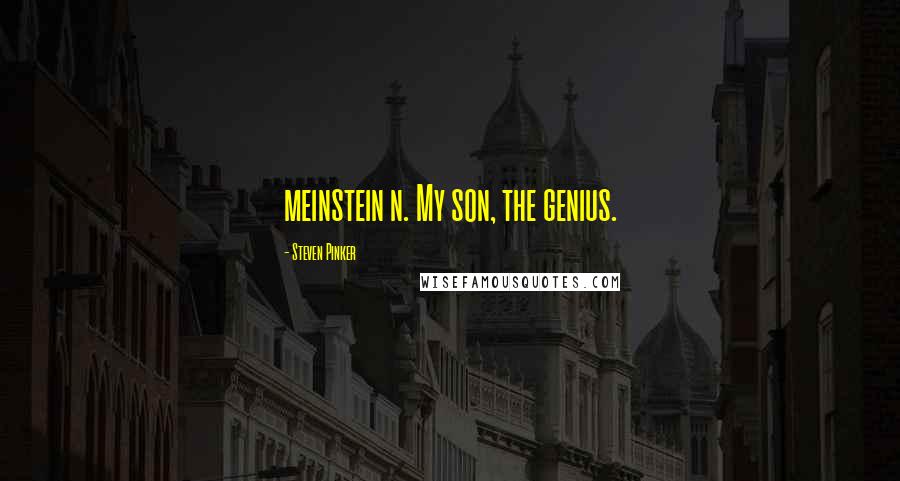 Steven Pinker Quotes: meinstein n. My son, the genius.