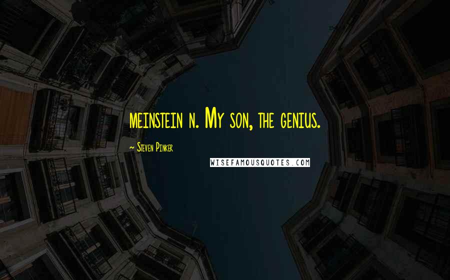 Steven Pinker Quotes: meinstein n. My son, the genius.