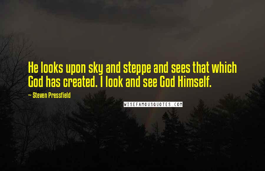 Steven Pressfield Quotes: He looks upon sky and steppe and sees that which God has created. I look and see God Himself.