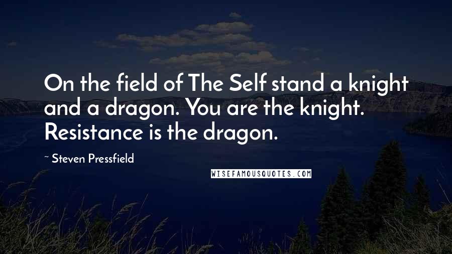 Steven Pressfield Quotes: On the field of The Self stand a knight and a dragon. You are the knight. Resistance is the dragon.
