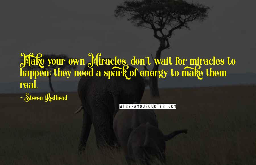 Steven Redhead Quotes: Make your own Miracles, don't wait for miracles to happen; they need a spark of energy to make them real.