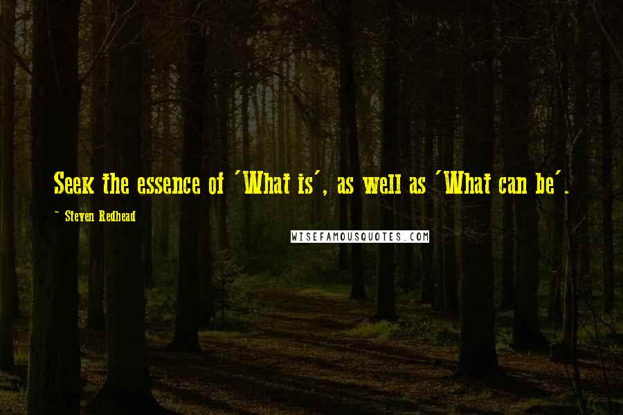 Steven Redhead Quotes: Seek the essence of 'What is', as well as 'What can be'.