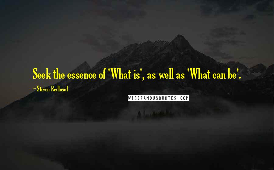 Steven Redhead Quotes: Seek the essence of 'What is', as well as 'What can be'.