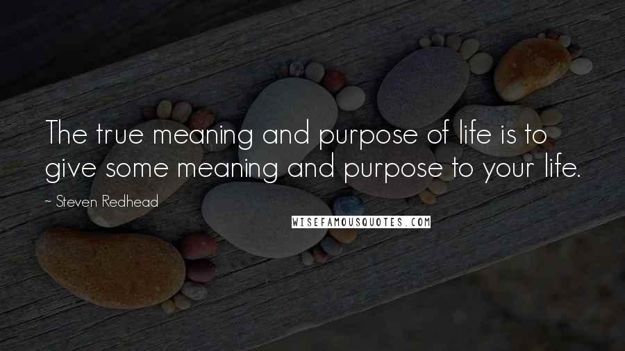 Steven Redhead Quotes: The true meaning and purpose of life is to give some meaning and purpose to your life.