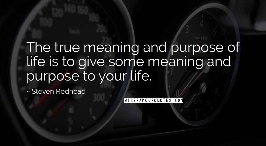 Steven Redhead Quotes: The true meaning and purpose of life is to give some meaning and purpose to your life.