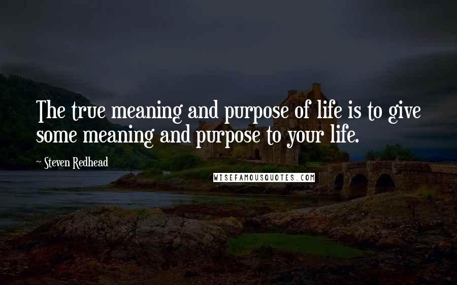 Steven Redhead Quotes: The true meaning and purpose of life is to give some meaning and purpose to your life.