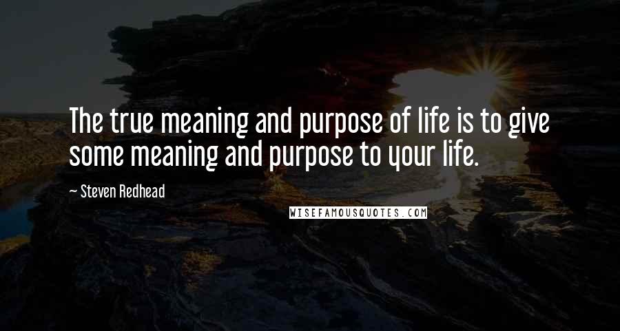 Steven Redhead Quotes: The true meaning and purpose of life is to give some meaning and purpose to your life.