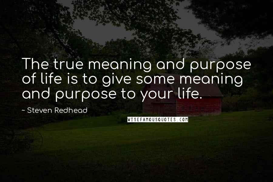 Steven Redhead Quotes: The true meaning and purpose of life is to give some meaning and purpose to your life.