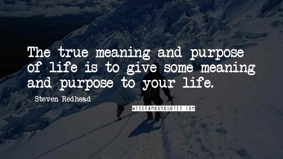 Steven Redhead Quotes: The true meaning and purpose of life is to give some meaning and purpose to your life.