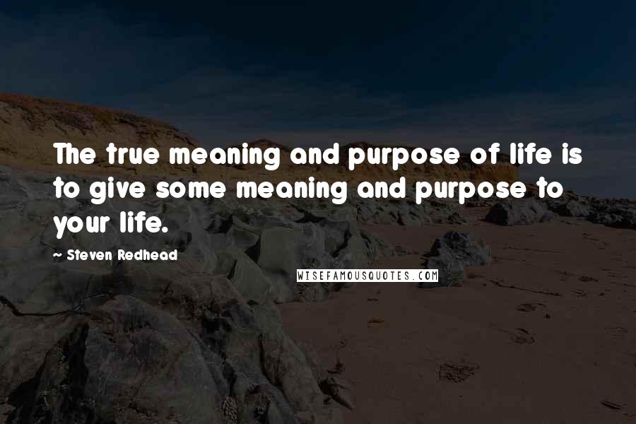 Steven Redhead Quotes: The true meaning and purpose of life is to give some meaning and purpose to your life.