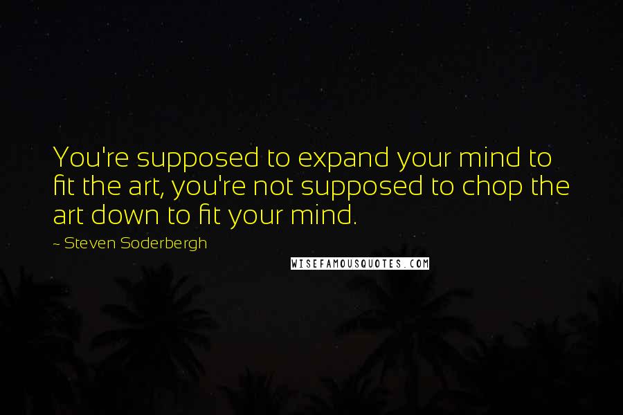 Steven Soderbergh Quotes: You're supposed to expand your mind to fit the art, you're not supposed to chop the art down to fit your mind.