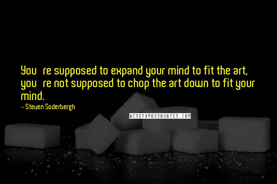 Steven Soderbergh Quotes: You're supposed to expand your mind to fit the art, you're not supposed to chop the art down to fit your mind.