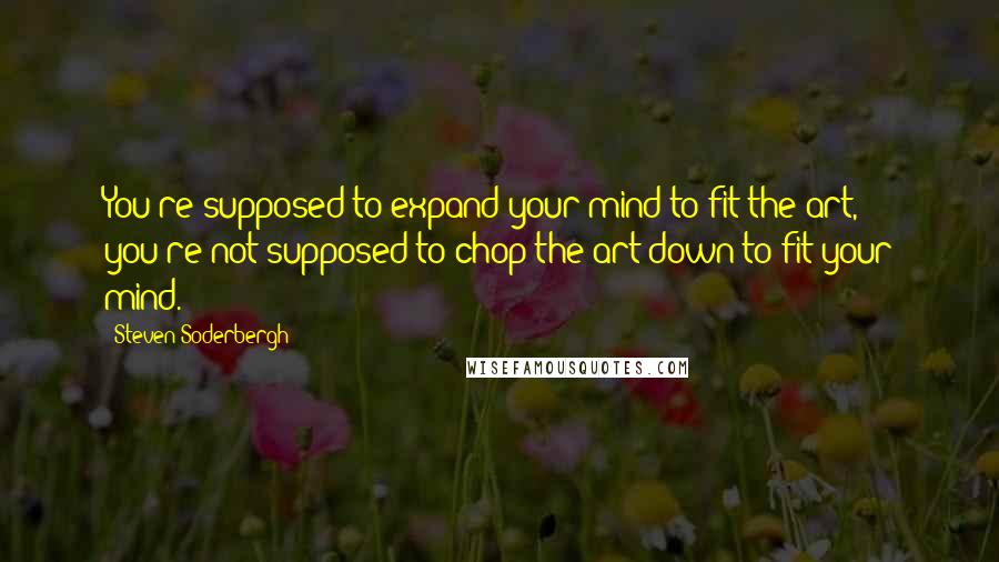 Steven Soderbergh Quotes: You're supposed to expand your mind to fit the art, you're not supposed to chop the art down to fit your mind.